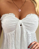 Knotted Eyelet Embroidery Tank Top