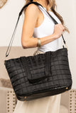 Black Quilted Patchwork Large Tote Bag and Clutch 2pcs Set