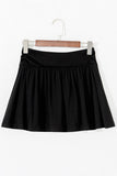 Black Wide Waistband Ruched Skort