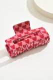 Fiery Red Heart Print Hollow Out Square Hair Claw Clip