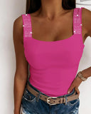 Rhinestone Embellished Thick Strap Tank Top