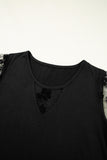 Black Flora Lace Patchwork Crew Neck T Shirt