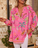 Tribal Print Long Sleeve Pullover Top and Casual Loose Fit Top