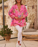 Tribal Print Long Sleeve Pullover Top and Casual Loose Fit Top