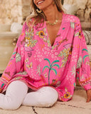 Tribal Print Long Sleeve Pullover Top and Casual Loose Fit Top