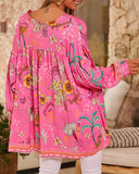 Tribal Print Long Sleeve Pullover Top and Casual Loose Fit Top