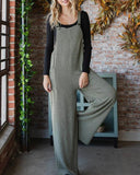 Pocket Design Square Neck Suspender Jumpsuit