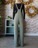 Pocket Design Square Neck Suspender Jumpsuit