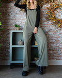 Pocket Design Square Neck Suspender Jumpsuit