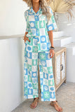 Sky Blue Shell Print Half Sleeve Shirt and Pants Set