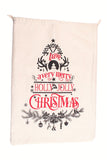 White Christmas Pattern Print Drawstring Large Gift Sack