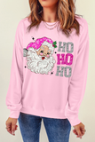 Pink Santa Claus HO HO HO Christmas Graphic Sweatshirt