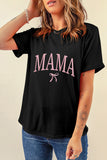 Black MAMA Bow Embroidered Crewneck Tee