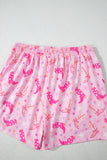 Pink Western Boots Printed Short 2pcs Lounge Set