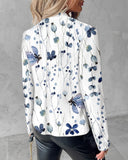 Floral Print Long Sleeve Open Front Casual Stretchy Blazer Coat