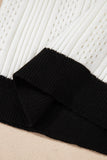 White Contrast Trim Eyelet Knit Colorblock V Neck Sweater Vest