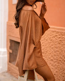 2 Pieces Cold Shoulder Bell Sleeve Loose Crop Top and Casual Shorts Set