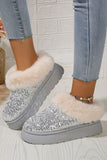 Silvery Sequin Plush Lined Thick Sole Snow Boots