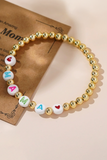 Gold MAMA Heart Beaded Elastic Bracelet