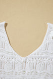 White V Neck Textured Hollow-out Sweater Vest