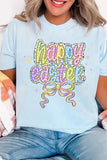 Light Blue happy easter Bowknot Printed Crewneck T Shirt