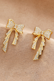 Gold Rhinestone Bow Knot Plated Stud Earrings