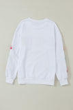 White Howdy Glitter Chenille Patch Graphic Casual Sweatshirt