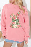 Pink Floral Bow Rabbit Easter Fashion Pullover Sweatshirt