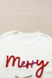 White Tinsel Merry and Bright Graphic Christmas Sweater