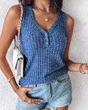 V Neck Sleeveless Ribbed Tank Top