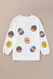 White Easter Egg Corded Oversized Sweatshirt