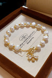 White Vintage Bee Rhinestone Baroque Pearl Bracelet