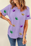 Wisteria Mardi Gras Crown Patched Graphic T Shirt