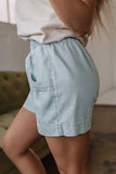 Beau Blue Light Wash Pocketed Wide Leg Denim Shorts