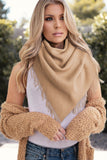 Khaki Bohemian Fringe Trim Textured Scarf