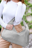 Silvery Woven Design PU Leather Single Shoulder Bag