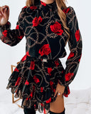 Rose Chain Print Layered Dress