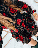 Rose Chain Print Layered Dress