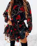 Rose Chain Print Layered Dress