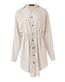 Roll Up Sleeve Buttoned Shirt Dress