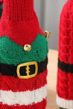 Racing Red Christmas Stripes Knitted Jingle Bell Wine Bottle Sleeve