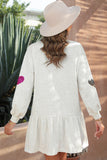 White Shiny Heart-shape Ruffled Knit Mini Dress