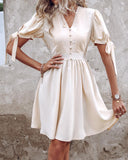 Tied Detail Buttoned Ruched Dress