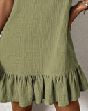 Round Neck Sleeveless Ruffles Hem Dress Casual Loose Fit Mini Dress