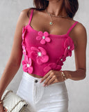 Floral Pattern Beaded Knit Tank Top