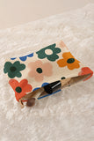White Floral Print Corduroy Minimalist Storage Bag