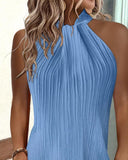 Textured Asymmetrical Neck Sleeveless Casual Dress