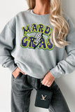 Gray Sequin Mardi Gras Lightening Graphic Pullover Sweatshirt