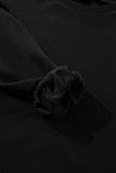 Black Solid Fleece Lined Drop Shoulder High Low Sweatshirt