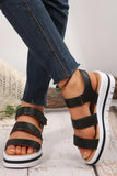 Black Hollow Out Buckle PU Leather Platform Sandals